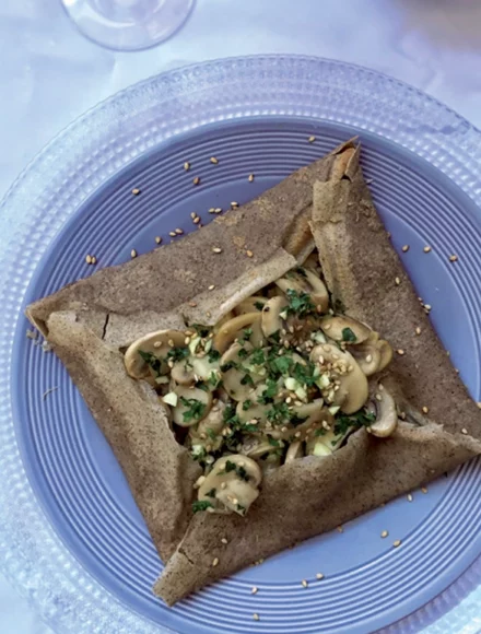 Galettes de sarrasin aux champignons Lou