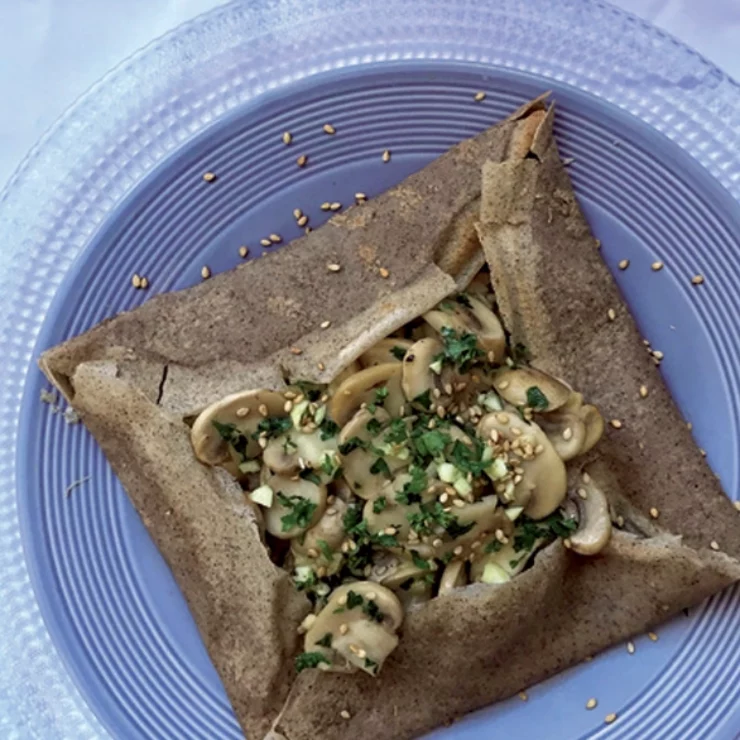 Galettes de sarrasin aux champignons Lou