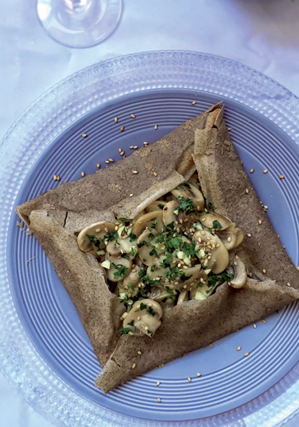 Galettes de sarrasin aux champignons Lou