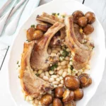 Petites cotes d'agneau haricots blancs & champignons Bela Rosés LOU